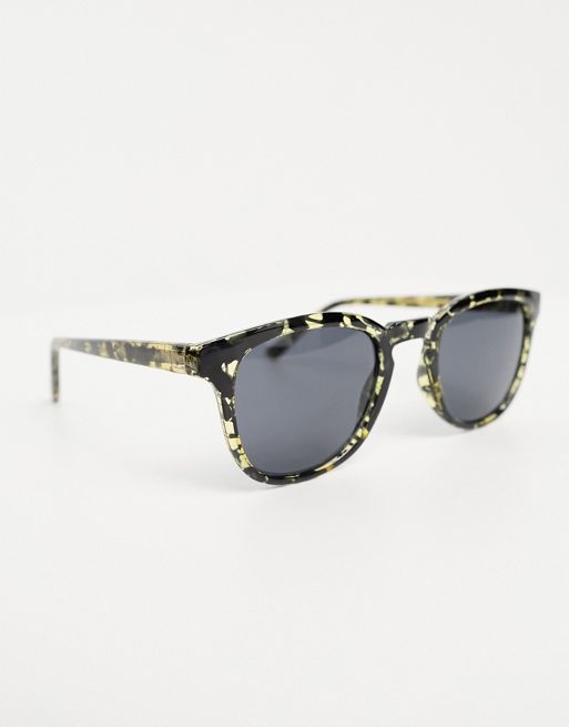 A.Kjaerbede – Bate – Okulary przeciwsłoneczne w stylu retro z czarno-żółtym szylkretowym wzorem