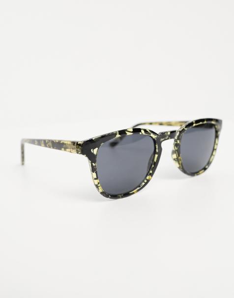 A.Kjaerbede – Bate – Retro-Sonnenbrille in schwarz-gelber Schildpatt-Optik - view 1