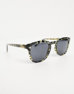 A.kjaerbede Bate Retro Sunglasses In Black Yellow Tortoise