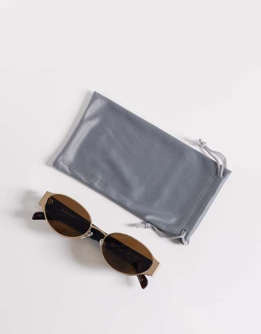 A.Kjaerbede Bella oval metal framed sunglasses in gold and demi tortoise, 3 of 3
