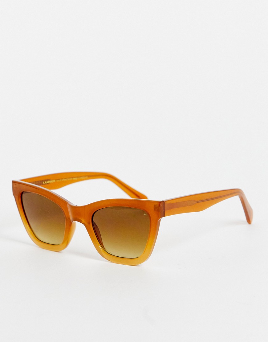 A.kjaerbede Big Kanye Cat Eye Sunglasses In Brown Transparent