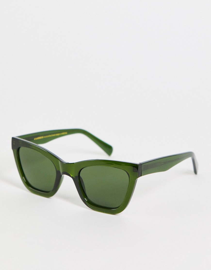 A.Kjaerbede – Big Kanye – Mörkgröna unisex-solglasögon i cateye-modell och oversize-Grön/a