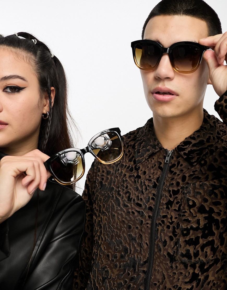 Billy oversized square sunglasses in black brown transparent
