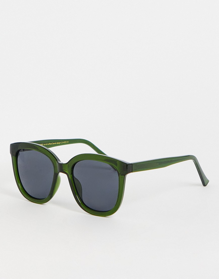 A.kjaerbede Billy Oversized Square Sunglasses In Dark Green Transparent