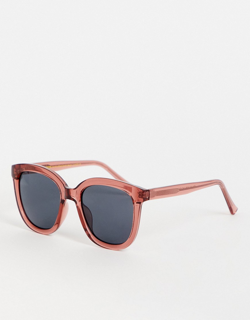 A.kjaerbede Billy Oversized Square Sunglasses In Soft Red Transparent-pink