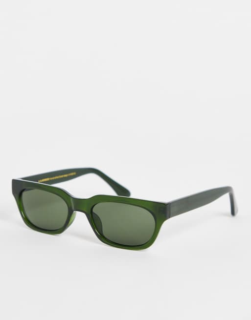 A.Kjaerbede – Bror – Rechteckige Sonnenbrille in transparentem Dunkelgrün