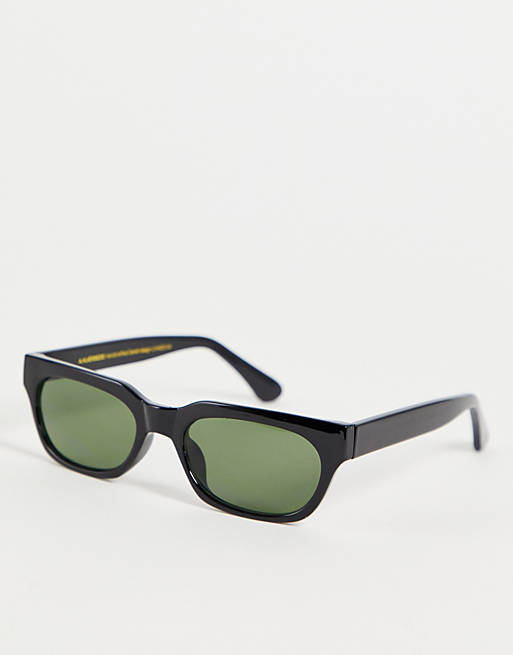 A.Kjaerbede Bror unisex slim retro rectangular sunglasses in black