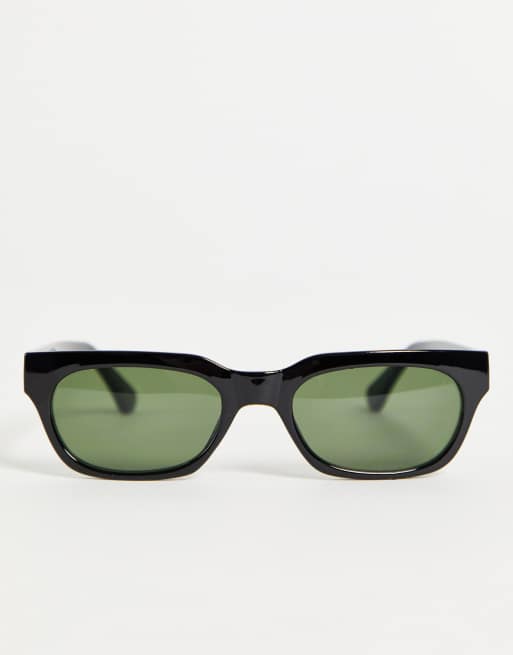 A.Kjaerbede Bror unisex slim retro rectangular sunglasses in black, 3 of 4