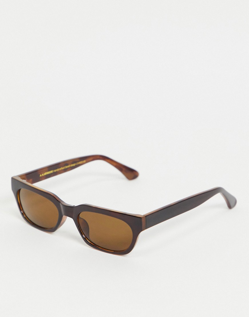 A.Kjaerbede Bror unisex slim retro rectangular sunglasses in brown