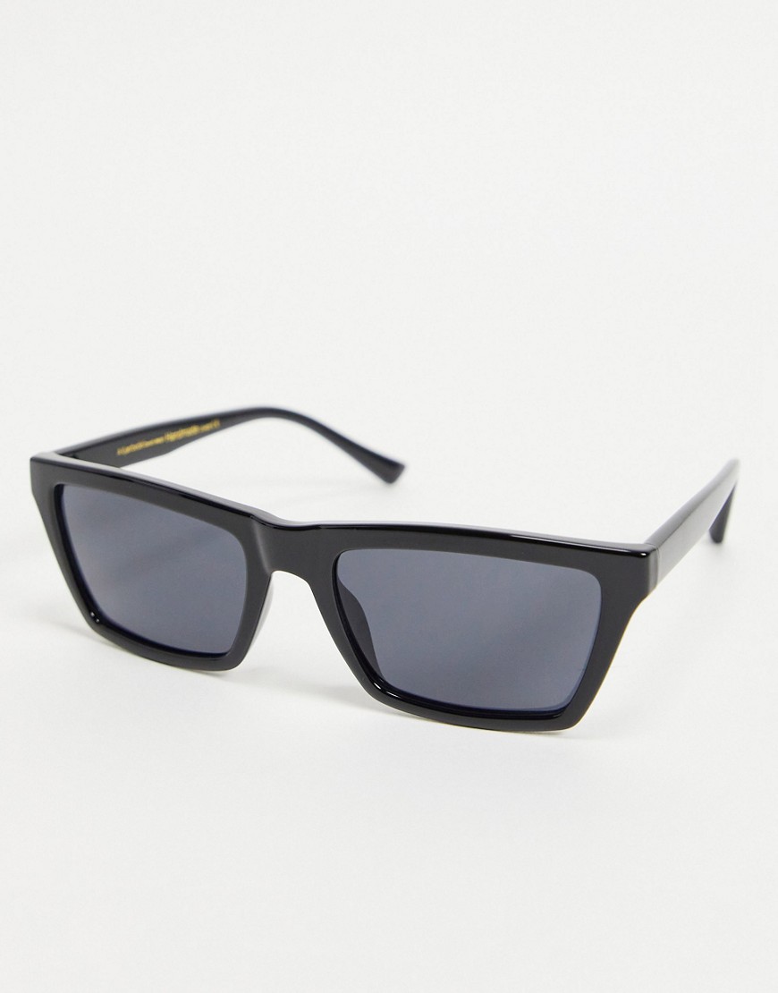 A.kjaerbede Clay Unisex Slim Square Sunglasses In Black