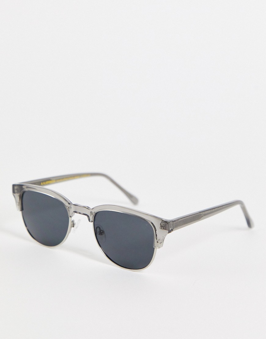 A.Kjaerbede Club Bate unisex square sunglasses in grey transparent
