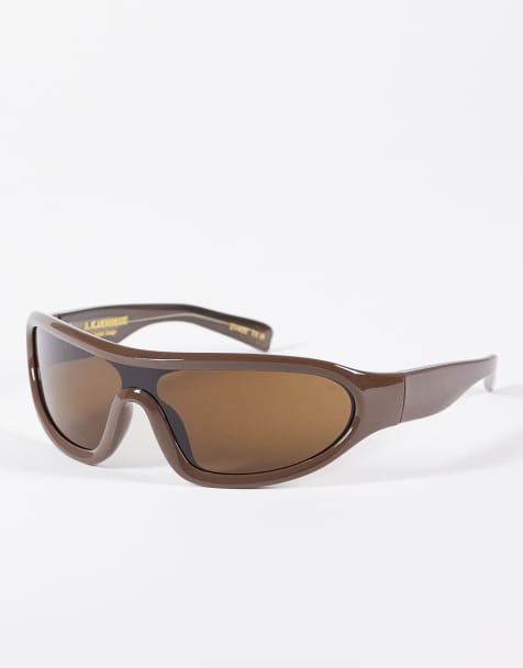 A.Kjaerbede Devon wrap shield sunglasses in chocolate - view 1
