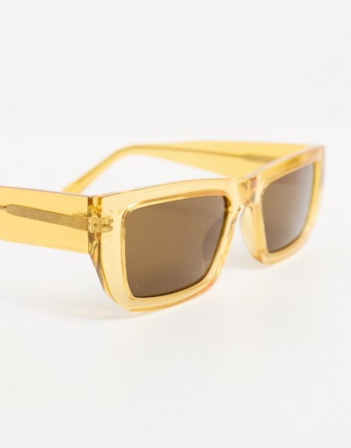 A.Kjaerbede - Fame - Lunettes de soleil style festival à monture carrée - Jaune transparent