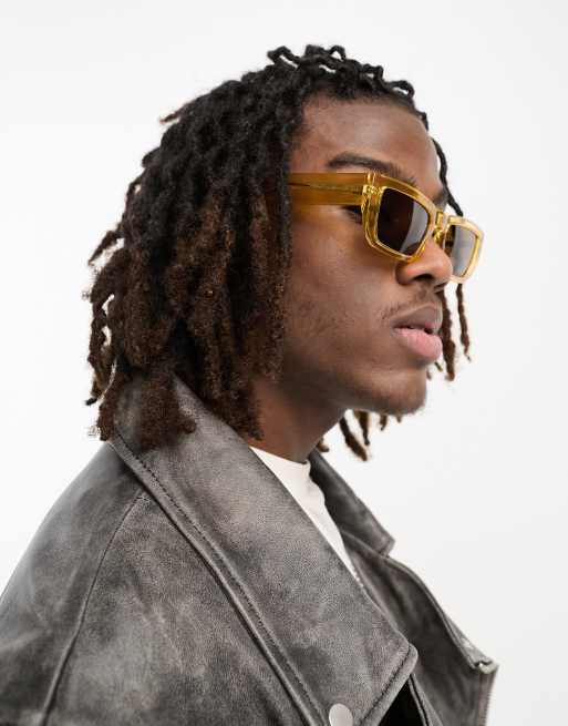 A.Kjaerbede Fame Lunettes de soleil style festival a monture carree Jaune transparent ASOS