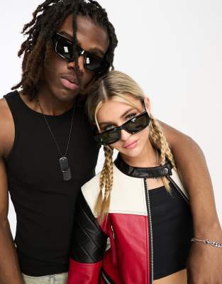 A.Kjaerbede Fame square sunglasses in black  - ASOS Price Checker