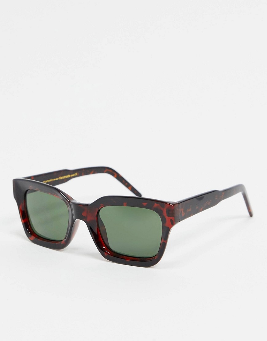 A.Kjaerbede – Fyrkantiga spräckliga solglasögon med konkavt glas-Brun