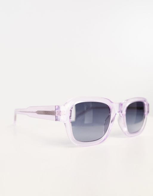 A.Kjaerbede - Halo - Lunettes de soleil style festival à monture carrée - Lavande transparent