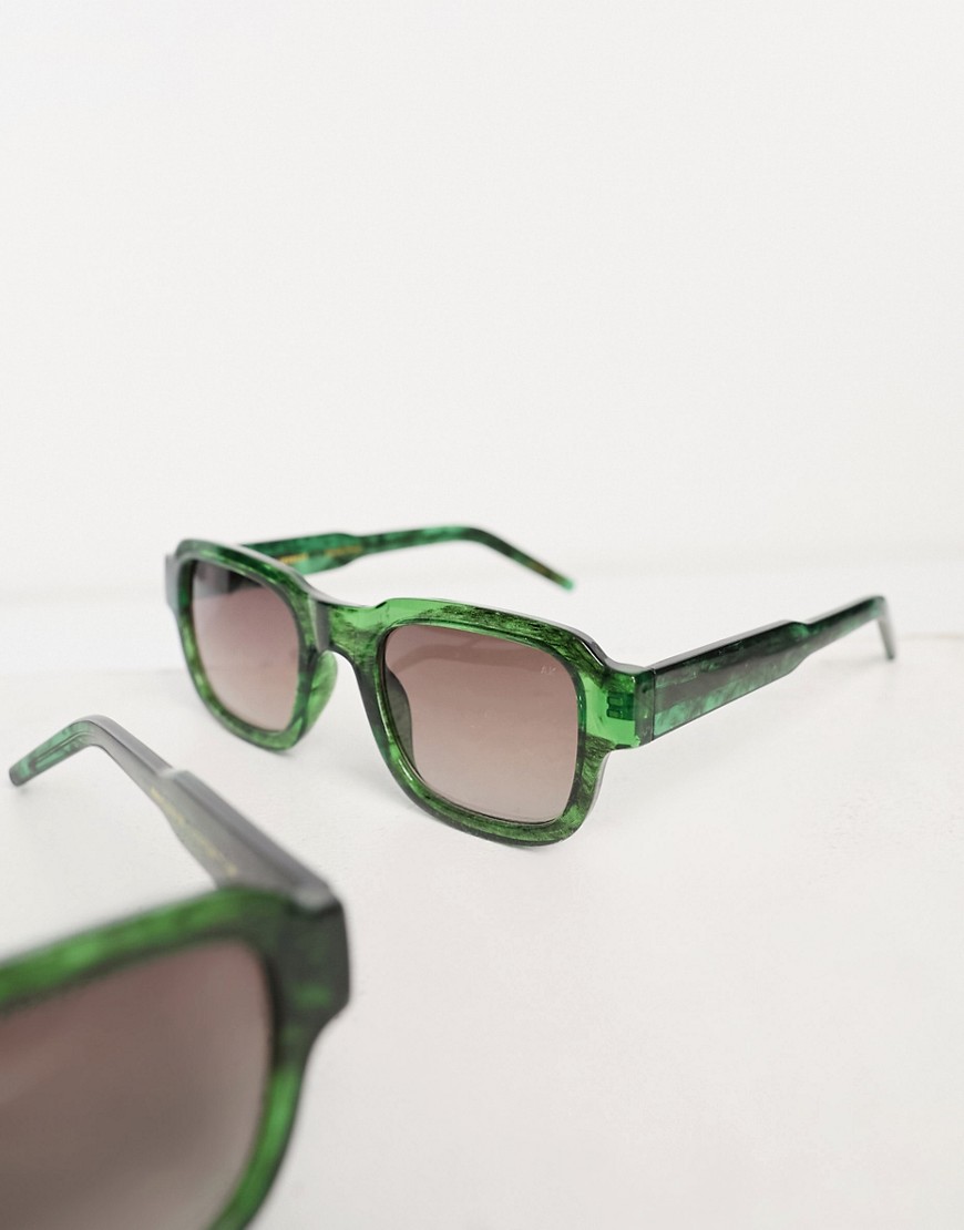 Halo square festival sunglasses in green marble transparent