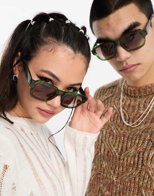 A.Kjaerbede Halo square festival sunglasses in green marble  display picture 3