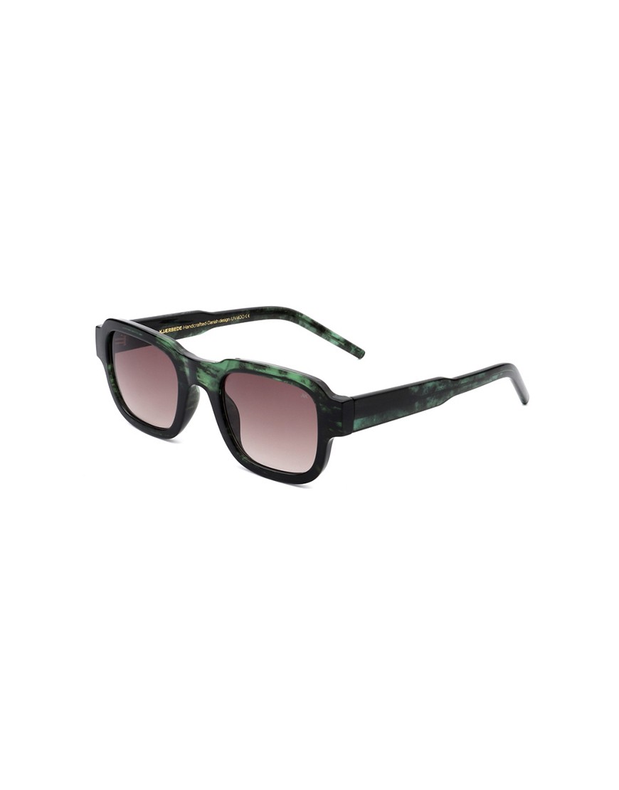 A.kjaerbede Halo Square Sunglasses In Green Marble Transparent