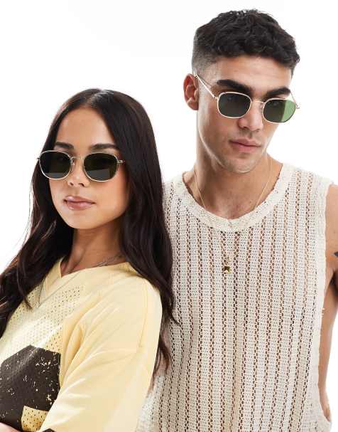 A.Kjaerbede Hello round metal frame sunglasses in gold - view 1