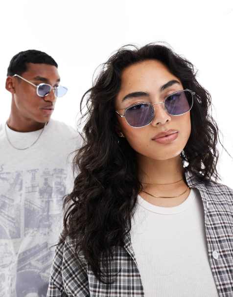 A.Kjaerbede Hello round metal frame sunglasses in silver - view 1