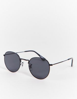 A.Kjaerbede Hello unisex round sunglasses in black | ASOS