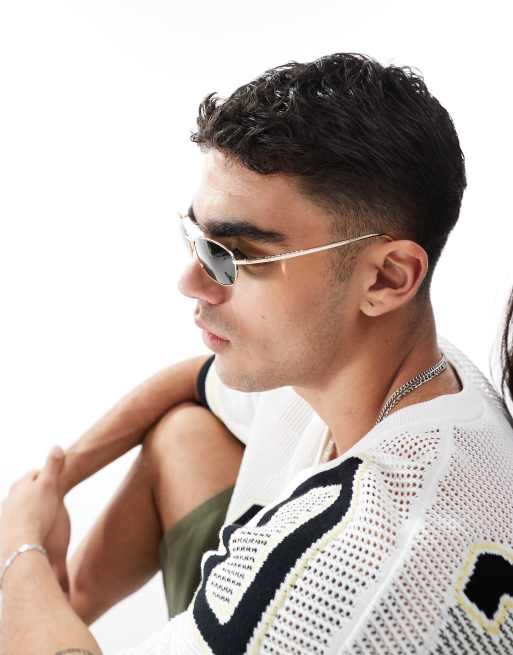 A.Kjaerbede Jack rectangle metal frame sunglasses in gold, 3 of 4