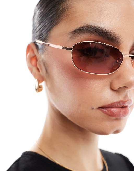 A.Kjaerbede Jack rectangle metal frame sunglasses in rosegold, 2 of 3