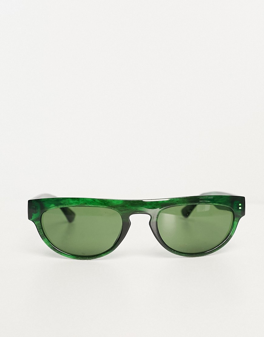 A. Kjaerbede Jake flat top round festival sunglasses in green marble transparent