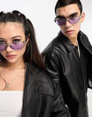 A.Kjaerbede A.Kjaerbede Jake flat top round festival sunglasses in grey transparent