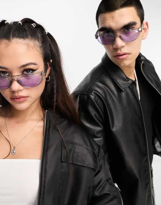 A.Kjaerbede – Jake – Runde Festival-Sonnenbrille in transparentem Grau mit flacher Oberseite