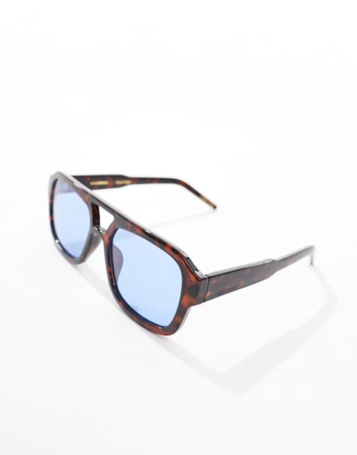 A.Kjaerbede Kaya aviator sunglasses in demi tortoise with blue lens, 2 of 3