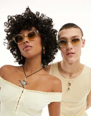 A.Kjaerbede A.Kjaerbede Lane round sunglasses in ecru transparent-White