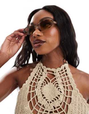 A.Kjaerbede - Macy - Lunettes de soleil étroites - Écaille de tortue clair-Marron