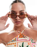 [A.Kjaerbede] A.Kjaerbede Macy narrow sunglasses in havana-Brown No Size Brown