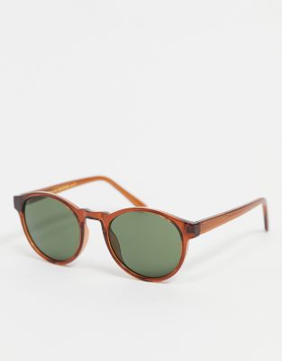 A.kjaerbede – Marvin – Brązowe okrągłe okulary przeciwsłoneczne unisex