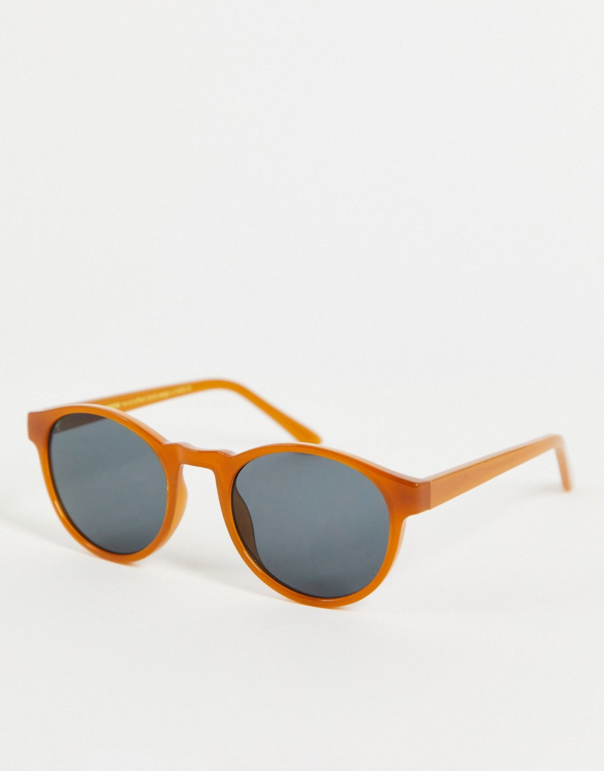 A.kjaerbede Marvin Round Sunglasses In Yellow Transparent