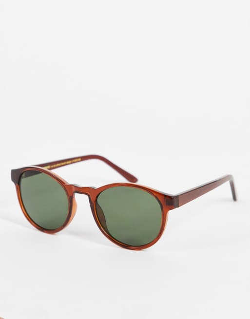 A.Kjaerbede – Marvin – Runde Sonnenbrille in Braun transparent