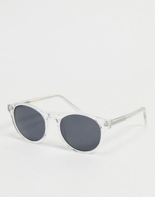 A.Kjaerbede – Marvin – Runde Unisex-Sonnenbrille mit transparentem Rahmen