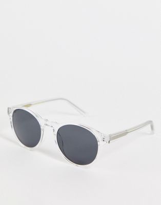 A.Kjaerbede – Marvin – Runde Unisex-Sonnenbrille mit transparentem Rahmen