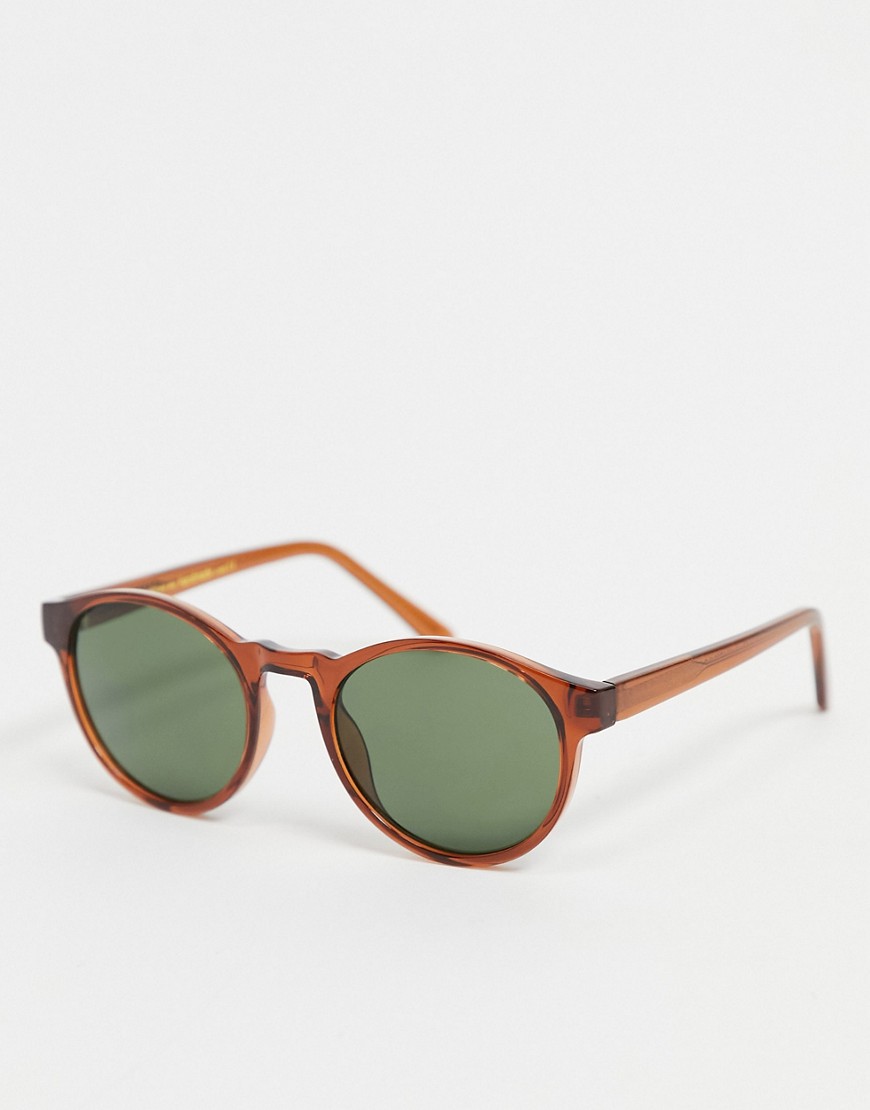 A.kjaerbede Marvin Unisex Round Sunglasses In Brown