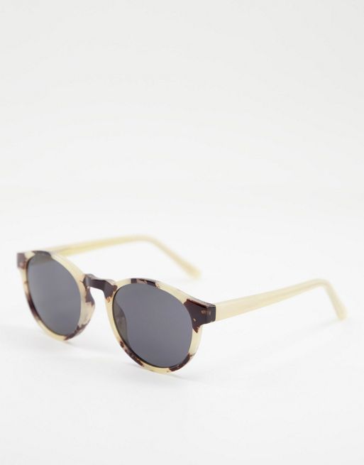 A.Kjaerbede Marvin unisex round sunglasses in cream tort | ASOS
