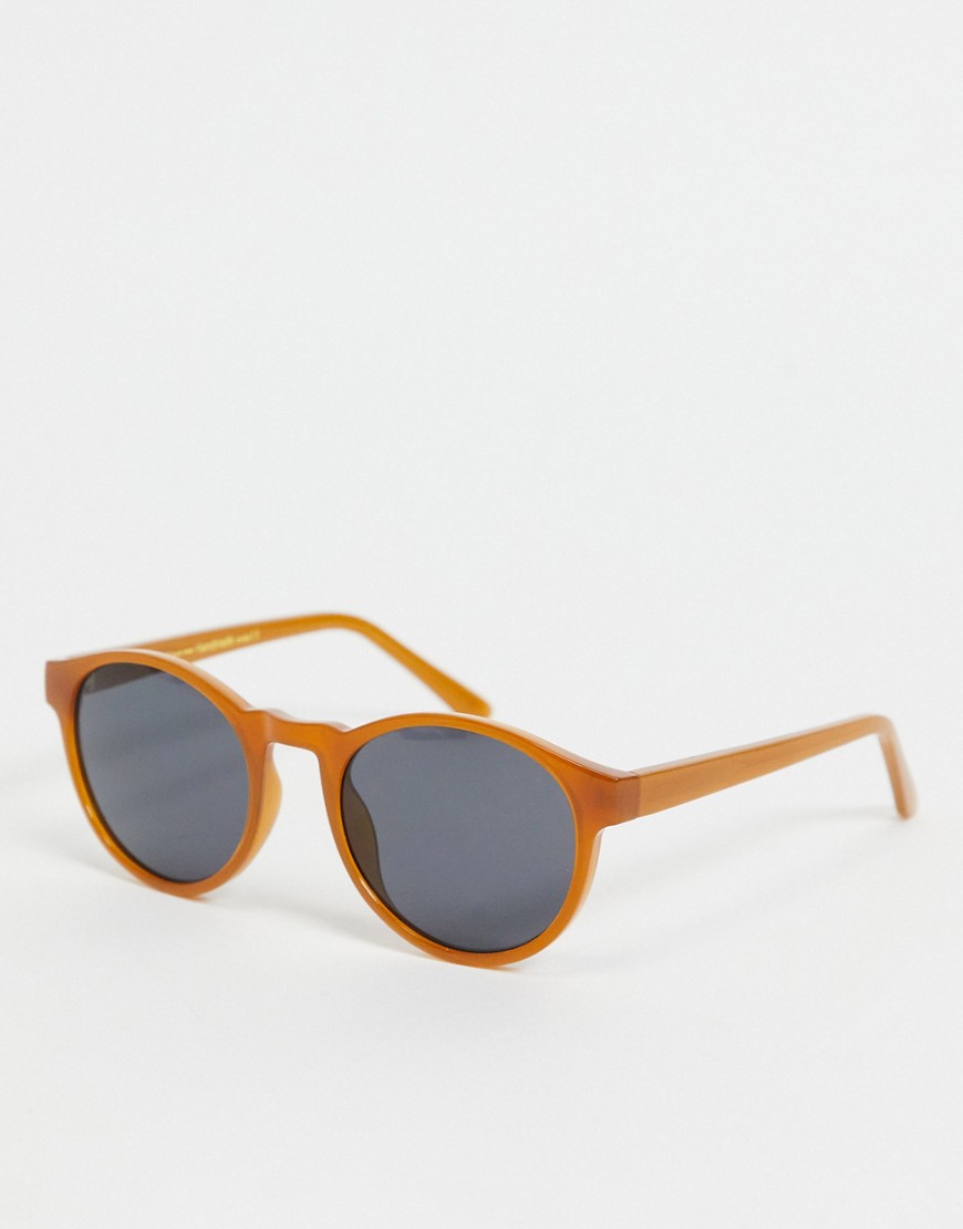 A.kjaerbede Marvin Unisex Round Sunglasses In Dark Orange