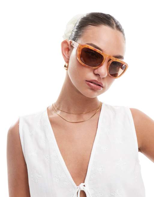 A.Kjaerbede - Max - Occhiali da sole avvolgenti oversize color ambra bruciato