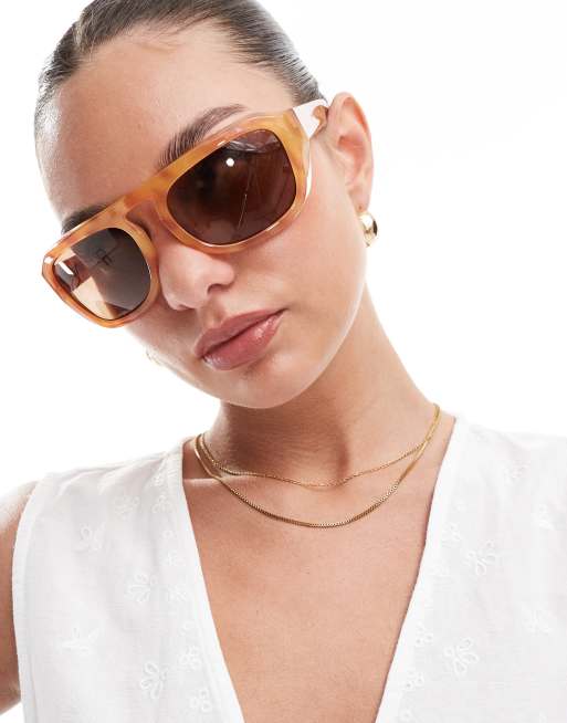 A.Kjaerbede Max oversized wraparound sunglasses in burnt amber, 2 of 3