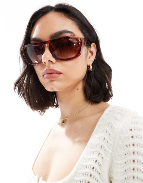 A.Kjaerbede Max oversized wraparound sunglasses in havana - view 1