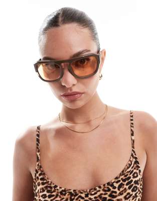 A. Kjaerbede - Max - Übergroße Wraparound-Sonnenbrille in Schokobraun