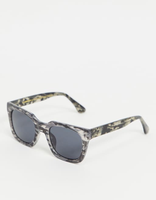 A.Kjaerbede - Nancy - Lunettes de soleil carrées unisexes à motif écaille de tortue - Gris