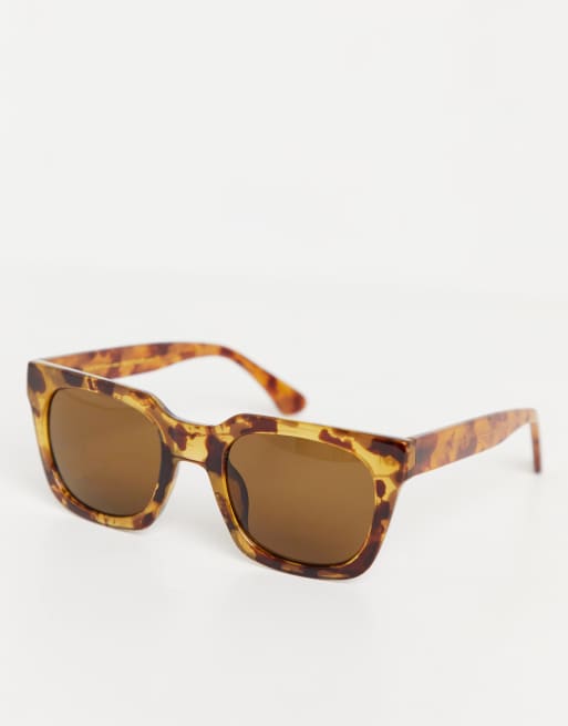 A.Kjaerbede - Nancy - Lunettes de soleil carrées unisexes style années 70 à motif écaille de tortue - Marron clair